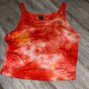 SHEIN Vibrant Red and Orange Sleeveless Crop Tank